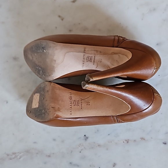 BRIAN ATWOOD: cognac leather platform ankle boots - Picture 6 of 6